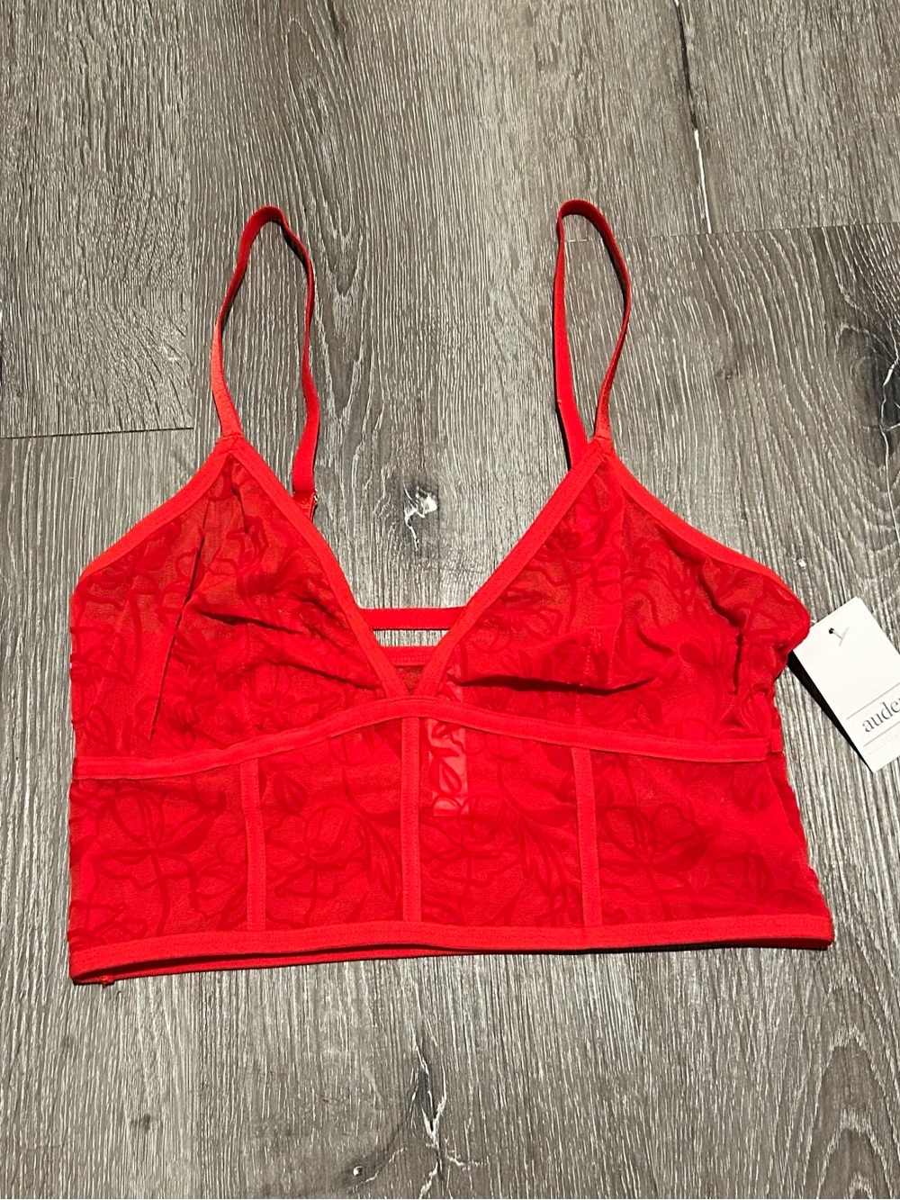 NWT Medium 34C 34D 36B 36C Red Unlined Auden Bralette